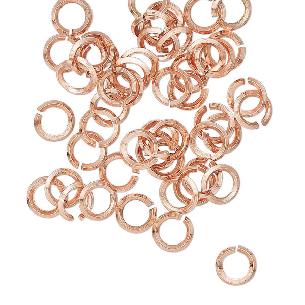 Jump ring, copper, 6mm hand-cut round diamond wire, 3.8mm inside diameter, 17 gauge. Sold per pkg of 50. image number 0