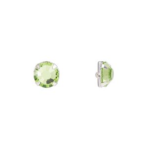 Bead 12pk rose montees peridot silver plate, Preciosa Czech crystal 6.32-6.5mm round SS30