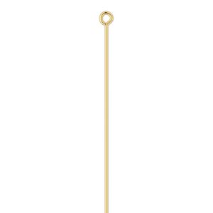 Eye pin, gold-plated brass, 4 inches, 21 gauge. Sold per pkg of 100.