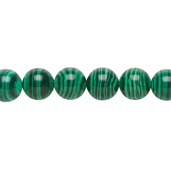 Bead, "malachite" (resin) (imitation), dark and light green, 8mm round. Sold per 15-1/2" to 16" strand. image number 0