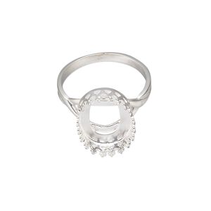 Ring, sterling silver, 15x11.5mm oval with 14x10mm oval cabochon bezel setting, size 7. Sold individually.