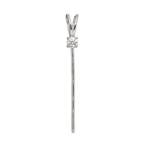 Bail, rabbit ear, sterling silver and cubic zirconia, clear, 35mm with 25x0.9mm pin, fits bead with 1-3mm hole. Sold individually.