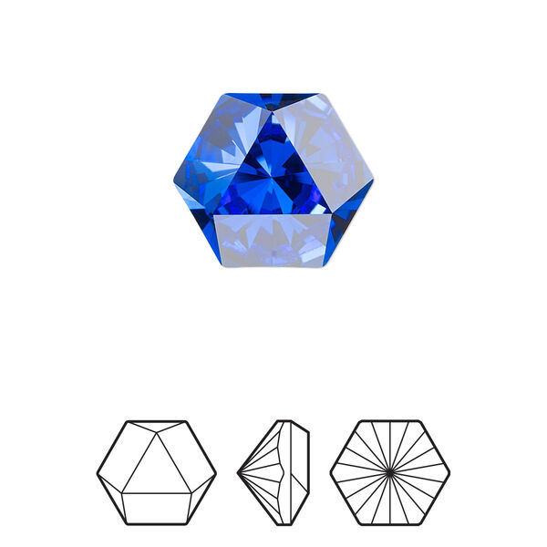 Fancy stone 1pk majestic blue foil back, Crystal Passions® 16x14mm prismatic hexagon 4699 image number 0