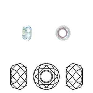 Bead 4pk aquamarine shimmer 2X, Crystal Passions® 6x3.75mm briolette XL hole 5042