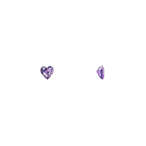 Gem, cubic zirconia, amethyst purple, 4mm faceted heart, Mohs hardness 8-1/2. Sold per pkg of 5. image number 0