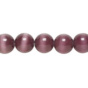 Bead, cat's eye glass (fiber optic glass), purple, 10mm round, quality grade. Sold per 15-1/2" to 16" strand.