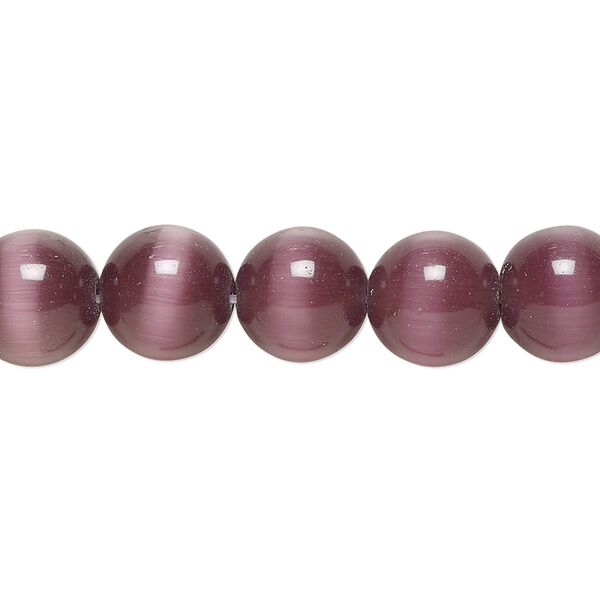 Bead, cat's eye glass (fiber optic glass), purple, 10mm round, quality grade. Sold per 15-1/2" to 16" strand. image number 0