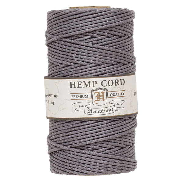 Cord, Hemptique®, polished hemp, grey, 1.8mm diameter, 48-pound test. Sold per 205-foot spool. image number 0