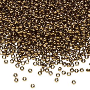 Seed bead, TOHO BEADS®, glass, pkg/50g, #11 round, opaque bronze (TR-11-221).