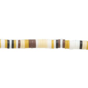 Bead, polymer clay, opaque multi-brown, 4x1mm heishi. Sold per pkg of (2) 16-inch strands.