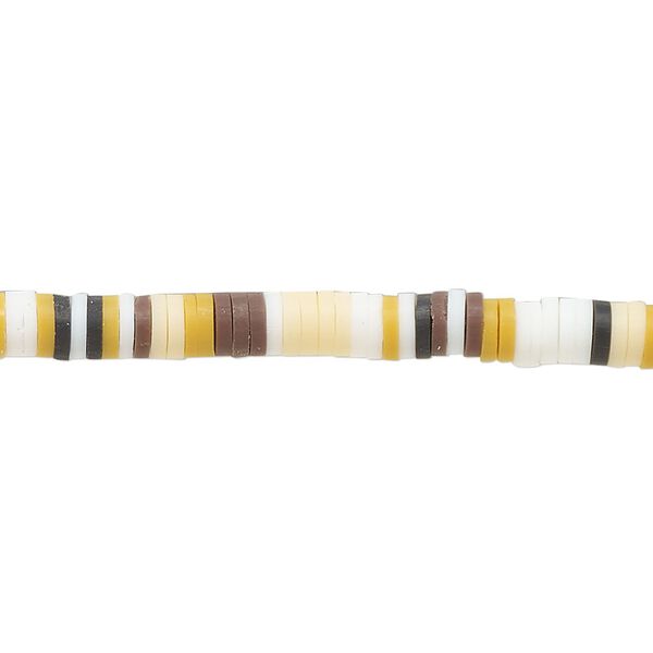 Bead, polymer clay, opaque multi-brown, 4x1mm heishi. Sold per pkg of (2) 16-inch strands. image number 0