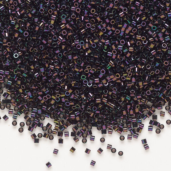 Seed bead, Delica®, glass, pkg/250g, #15 round, opaque metallic iris dark plum (DBS-0004). image number 0
