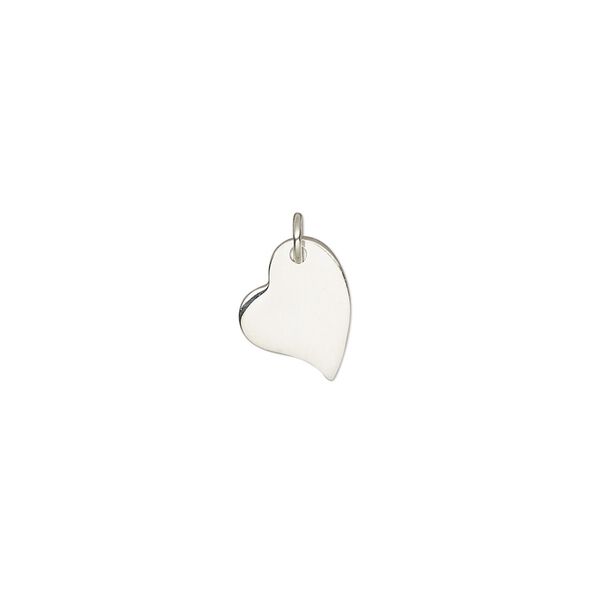 Charm, sterling silver, 11x8mm single-sided heart. Sold individually. image number 0