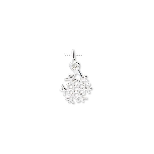 Charm, sterling silver, 9mm open snowflake. Sold per pkg of 4. image number 0