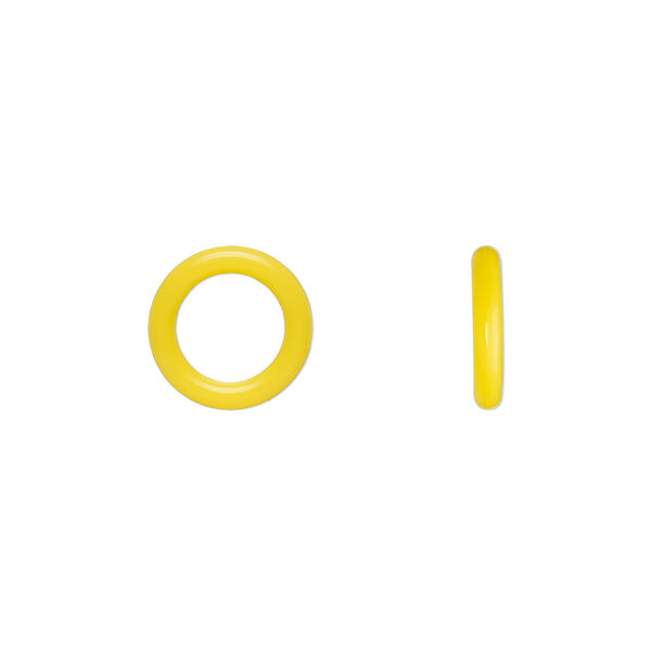 Component, Oh! Ring™, silicone, daffodil yellow, 12mm round with 8mm hole. Sold per pkg of 200. image number 0