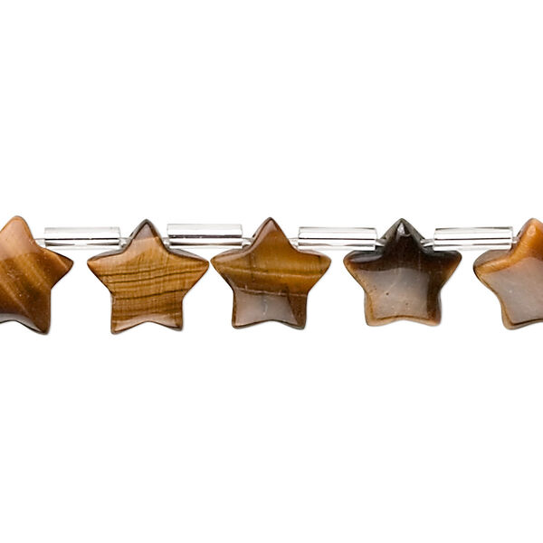 Tigereye 1pkg1, top-drilled puffed star bead natural B grade, 15.5-16 inch 10mm image number 0