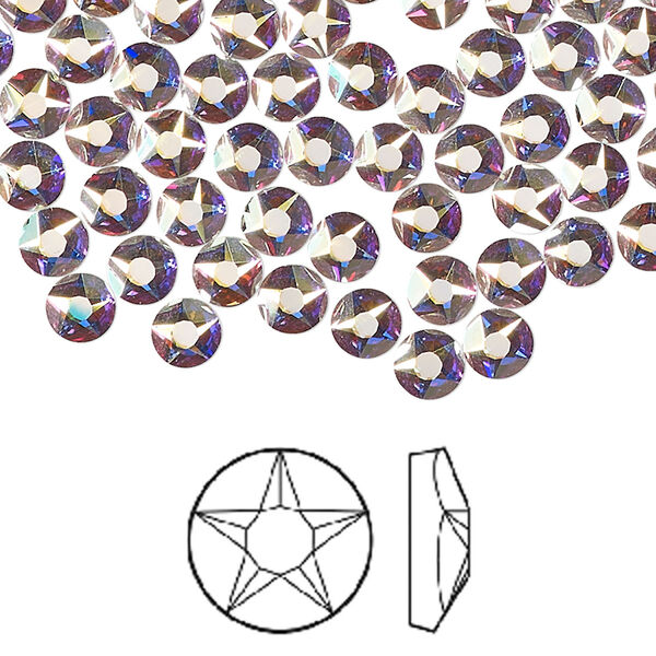 Flat back 144pk crystal AB foil back, Crystal Passions® 4.6-4.8mm round SS20 2100 image number 0