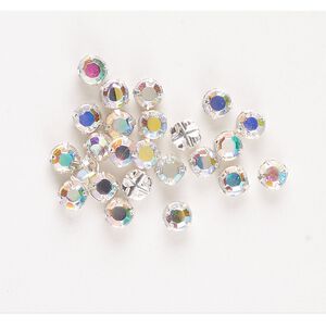 Bead 24pk rose montees crystal AB silver finish, vintage Preciosa Czech crystal 3.8-4mm round SS16