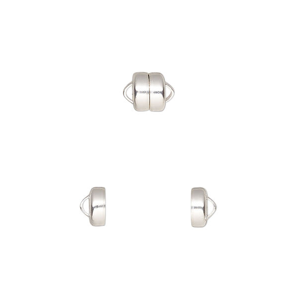 Clasp, Mag-Lok®, magnetic, sterling silver, 5.9x4.8mm barrel. Sold individually. image number 0