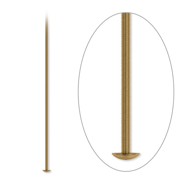 Head pin, antique gold-plated brass, 2-1/2 inches, 21 gauge. Sold per pkg of 100. image number 0