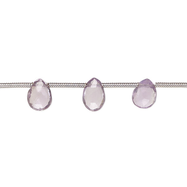 Amethyst 1pkg16, hand-cut top-drilled faceted puffed teardrop bead natural B- grade, graduated 5x4mm-7x5mm image number 0