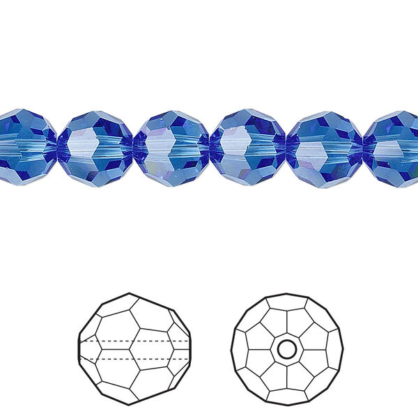 Bead 12pk sapphire, Crystal Passions® 8mm round 5000 image number 0