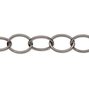 Chain 1pkg1 gunmetal-plated cable, 10mm oval, steel 50 foot unfinished