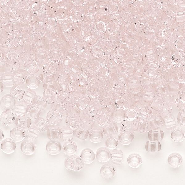 Seed bead, Dyna-Mites™, glass, transparent light pink, #6 round. Sold per 40-gram pkg. image number 0