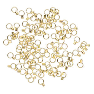 Crimp end 1pkg100 gold-plated, 2.5x1.5mm tube / loop / approx 0.5mm inside diameter, brass