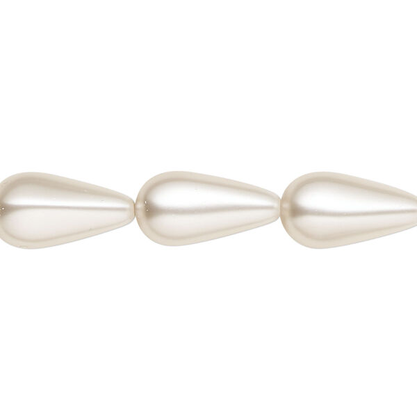 Pearl 10pk white, Preciosa Czech crystal 15x8mm pear image number 0