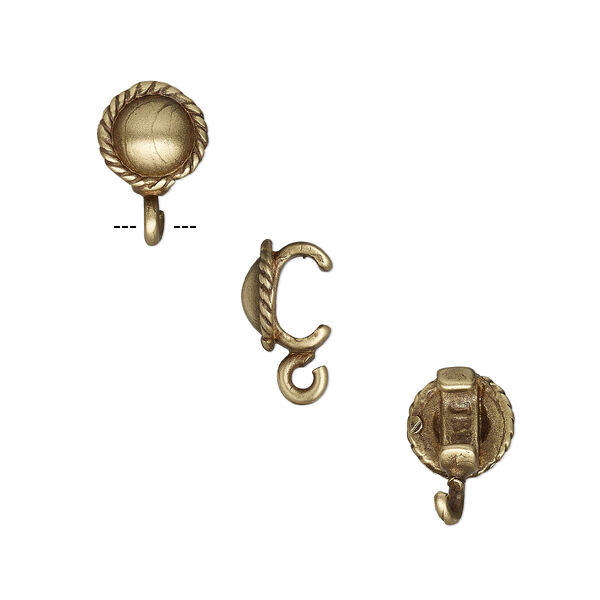 Component, JBB Findings, antiqued brass, 7mm round with rope edge and open loop, 5x2mm inside diameter. Sold per pkg of 2. image number 0