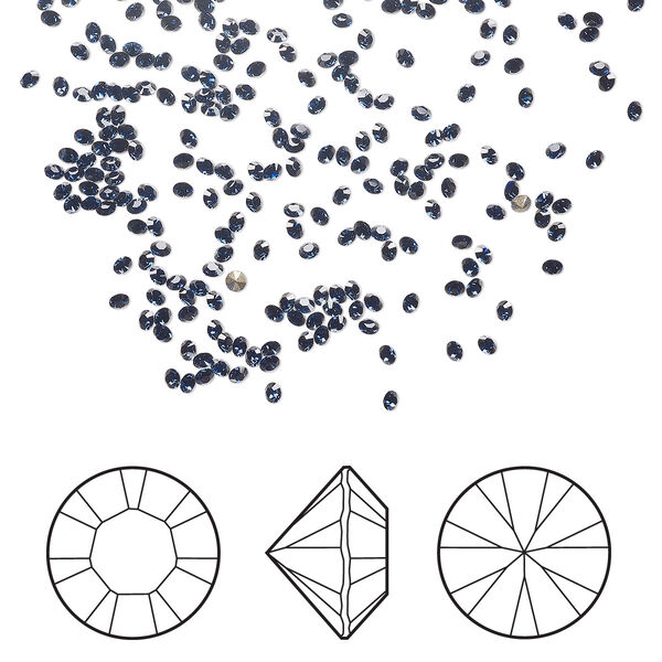 Chaton 12pk dark sapphire foil back, Crystal Passions® Regenerated 1.35-1.4mm round PP7 1028 image number 0
