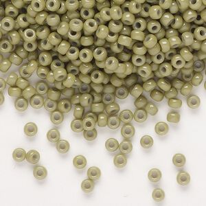 Seed bead, Miyuki, glass, pkg/50g, #8 rocaille, Duracoat® opaque outside dyed cactus (RR-4474).