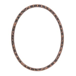 Focal, antique copper-plated steel, 40x30mm double-sided hammered flat open oval. Sold per pkg of 6.