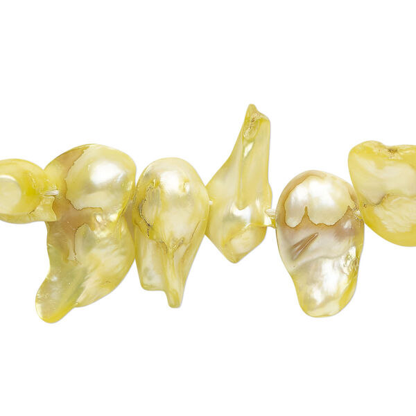Pearl 1pkg1 freshwater, top-drilled baroque, 15 inch chartreuse 8x6mm-21x12mm cultured image number 0