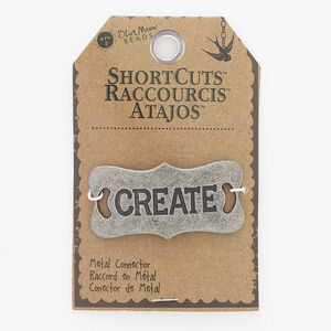 Focal, antique nickel-finished "pewter" (zinc-based alloy), 50x25mm curved rectangle with "CREATE" and (2) 9x2.5mm loops. Sold individually.