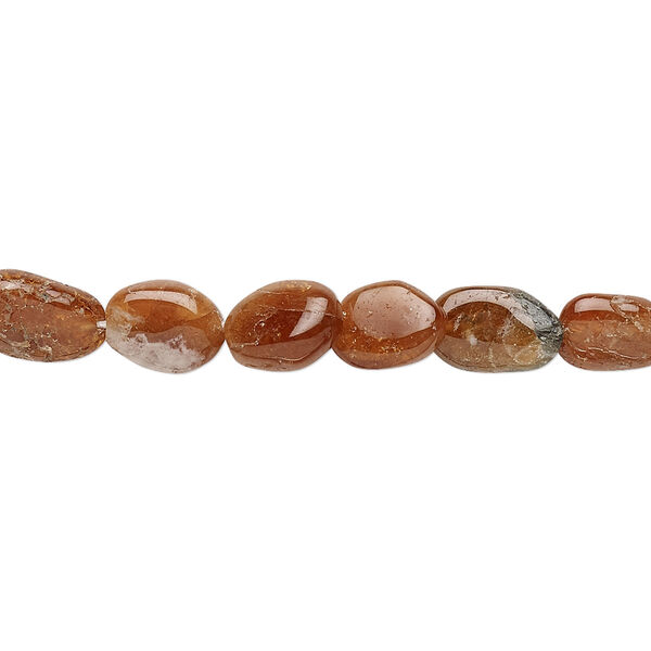 Bead, hessonite garnet (natural), 7x5mm-12x7mm hand-cut puffed oval, C- grade, Mohs hardness 7 to 7-1/2. Sold per 13-inch strand. image number 0
