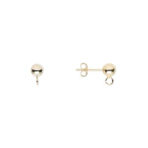 Earstud 1pkg2 14Kt gold, 4mm ball post / 1 split loop, 1 pair