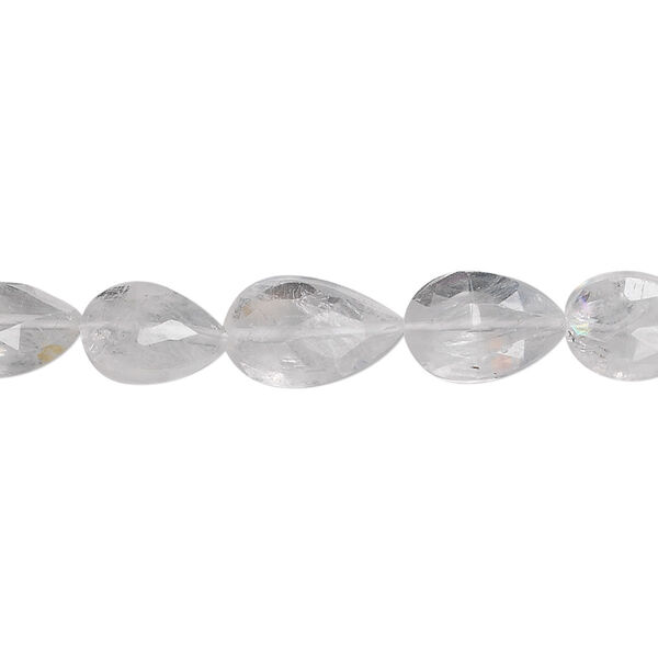 Bead, rainbow moonstone (natural), 9x7mm hand-cut faceted flat teardrop, B- grade, Mohs hardness 6 to 6-1/2. Sold per 15-1/2" to 16" strand. image number 0