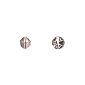 Bead, Hill Tribes, antiqued sterling silver, 6mm round with horizontal stripe. Sold per pkg of 4.