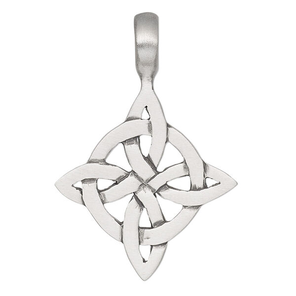 Pendant, Powerful Pewter Pendants, antiqued pewter (tin-based alloy), 47x32mm single-sided Celtic knot. Sold individually. image number 0