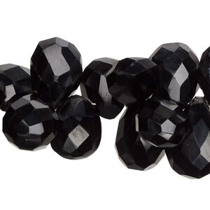 Black onyx 1pkg1, hand-cut top-drilled faceted puffed teardrop bead 8 inch 13x11mm-18x12mm