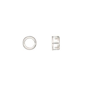 Slide, Bezelite, sterling silver, 6mm 4-prong round setting. Sold per pkg of 2.