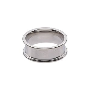 Ring, stainless steel, 8mm wide band with 5.9mm wide channel, size 7. Sold individually.