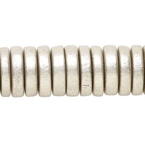 Taiwanese cheesewood 1pkg1, hand-cut painted rondelle bead 8 inch metallic platinum 15x4mm