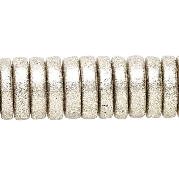 Taiwanese cheesewood 1pkg1, hand-cut painted rondelle bead 8 inch metallic platinum 15x4mm image number 0