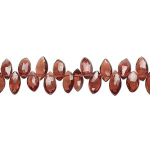 Garnet 1pkg1, hand-cut top-drilled faceted puffed marquise bead natural 7 inch 6x3mm-7x4mm