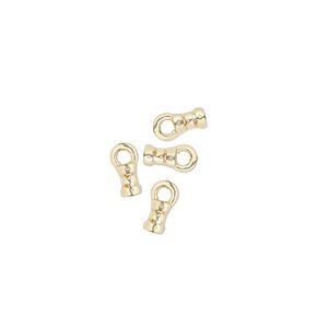Crimp end 1pkg4 gold-plated pewter, 4x2.5mm tube / loop / 1mm inside diameter, JBB Findings