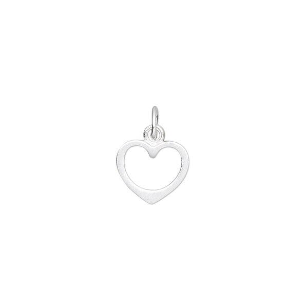 Charm, sterling silver, 10x9mm satin open heart. Sold per pkg of 2. image number 0