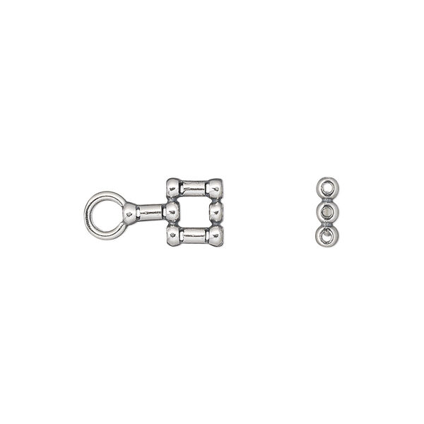 Crimp end, JBB Findings, antiqued sterling silver, 15x8mm 3-strand. Sold per pkg of 2. image number 0